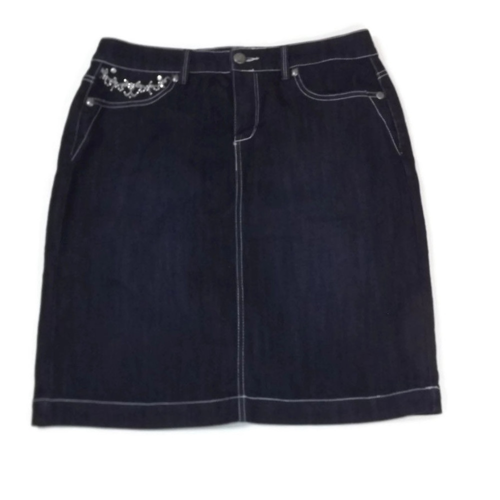 Style & Co. Blue Jean Skirt w/Rhinestones Size 10